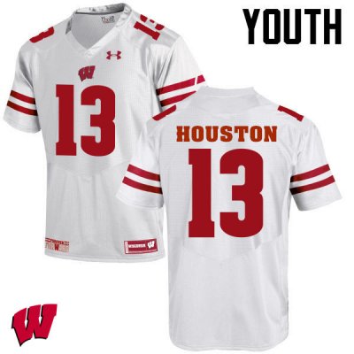 Youth Wisconsin Badgers NCAA #13 Bart Houston White Authentic Under Armour Stitched College Football Jersey CK31W56IV